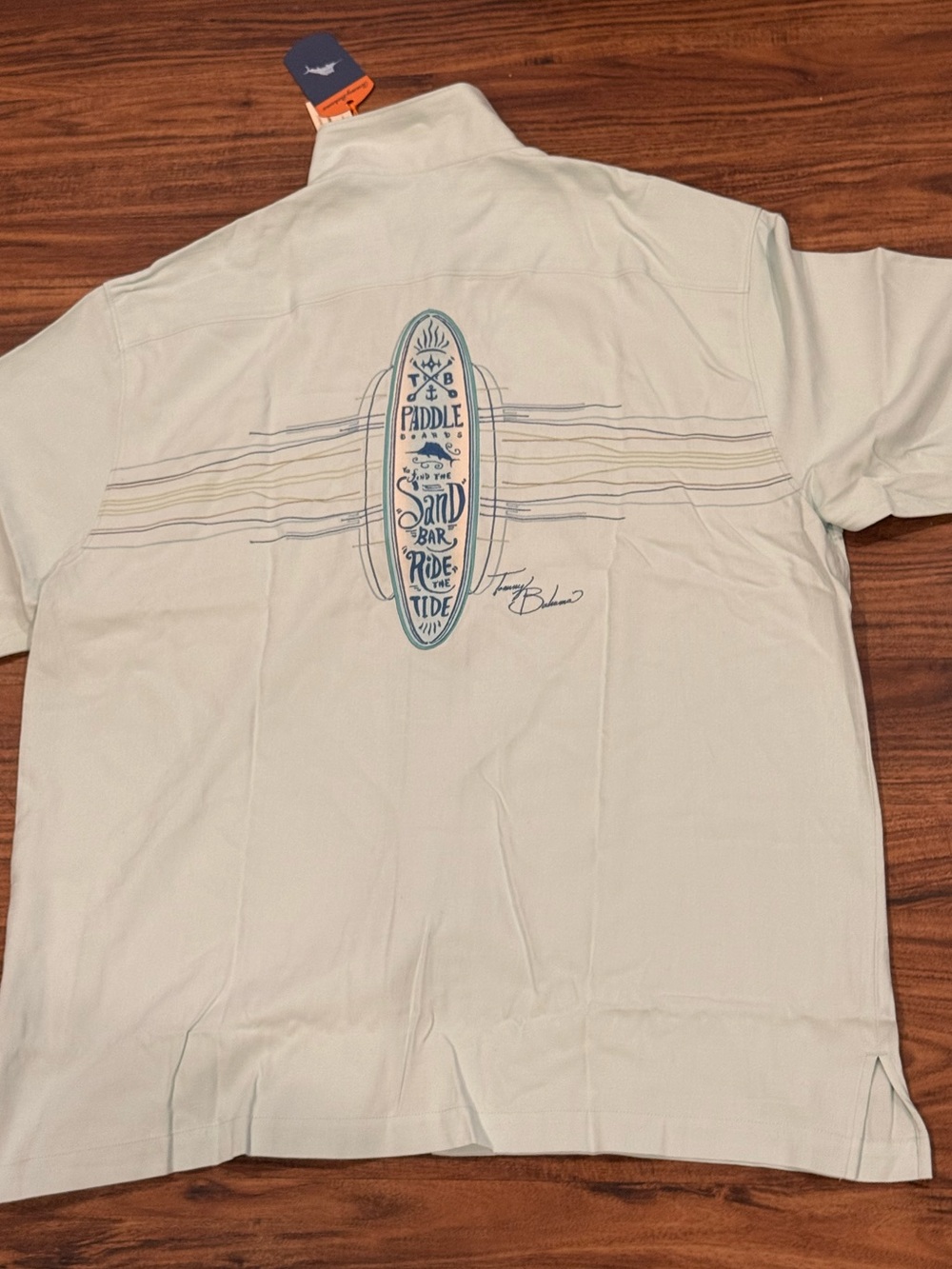 Tommy Bahama Silk Light Blue Short-Sleeve Surf Graphic Polo